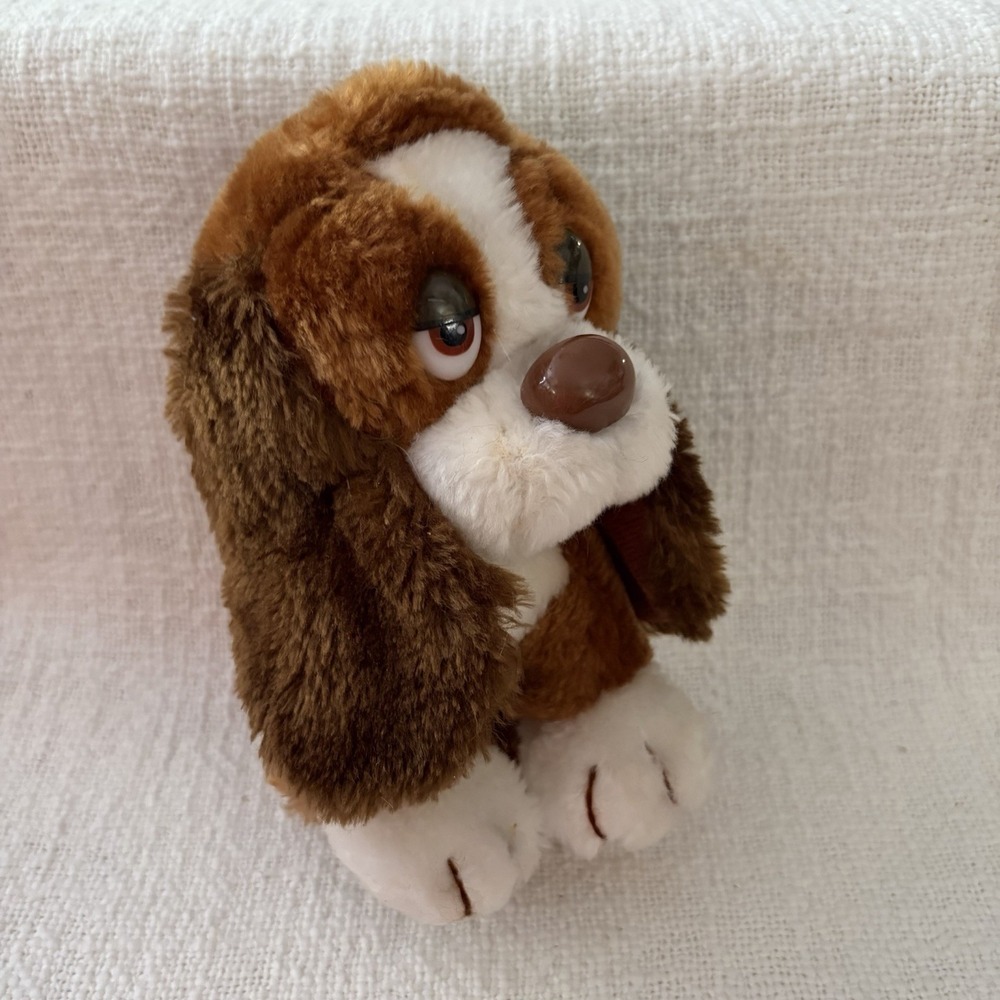 Russ Berrie & Co Baxter Basset Hound Stuffed Plush Dog Sad Eyes Vintage 7" Cute